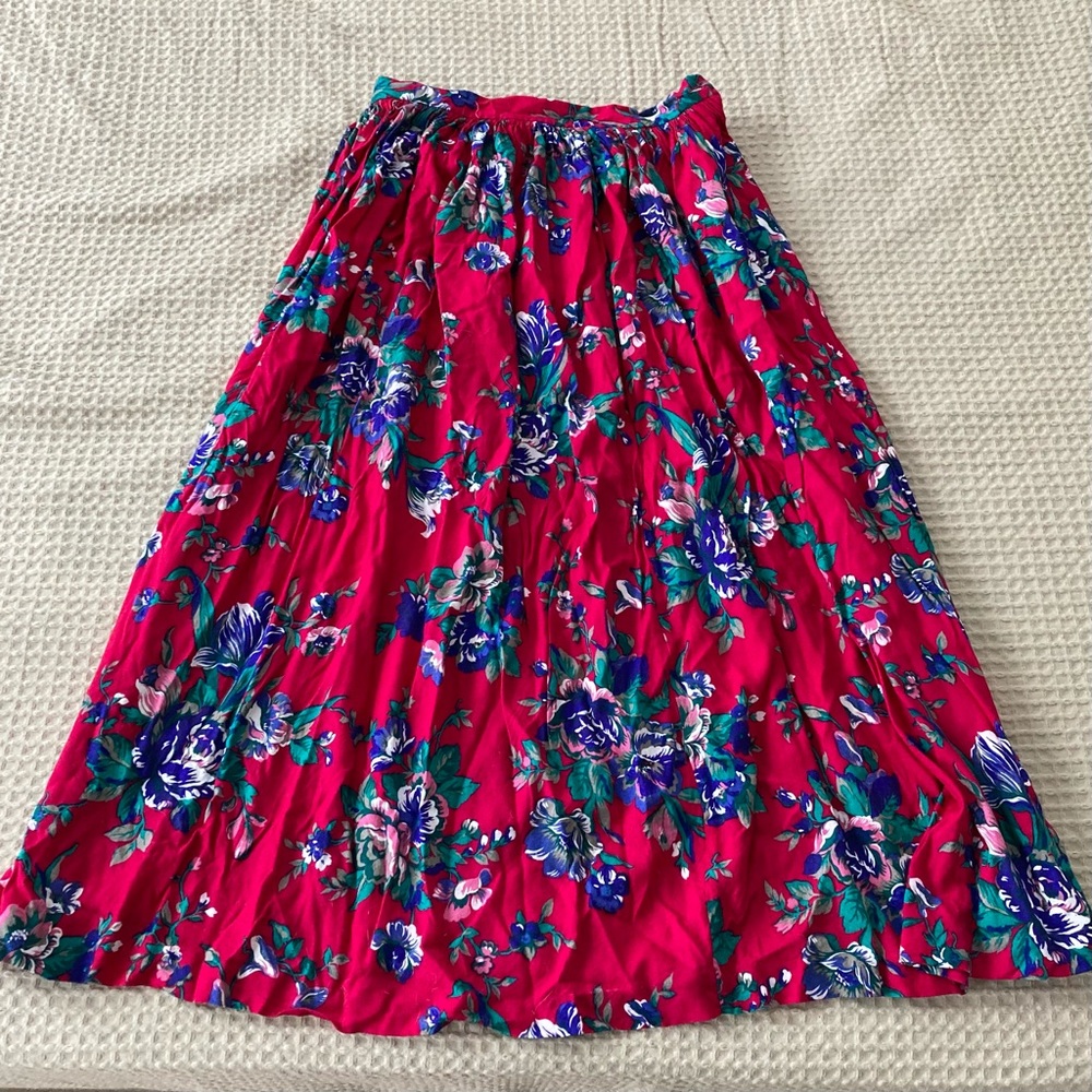 High-waisted Floral Midi Skirt